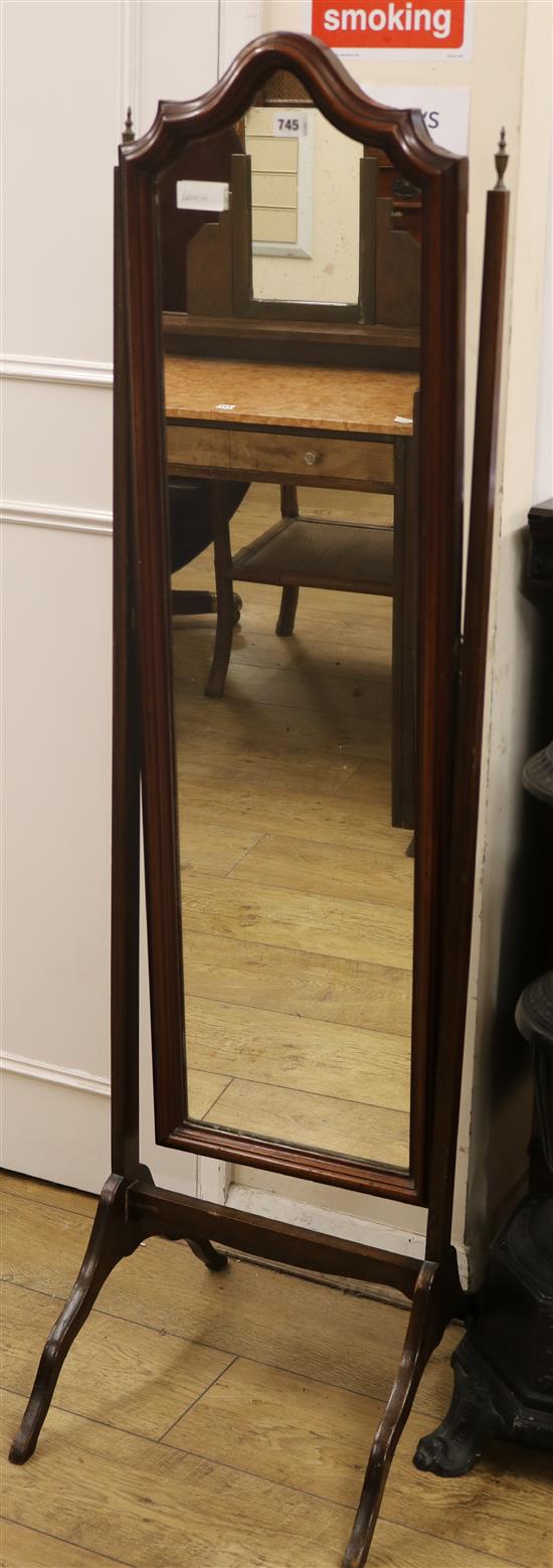 A mahogany cheval mirror W.42cm (a.f.)